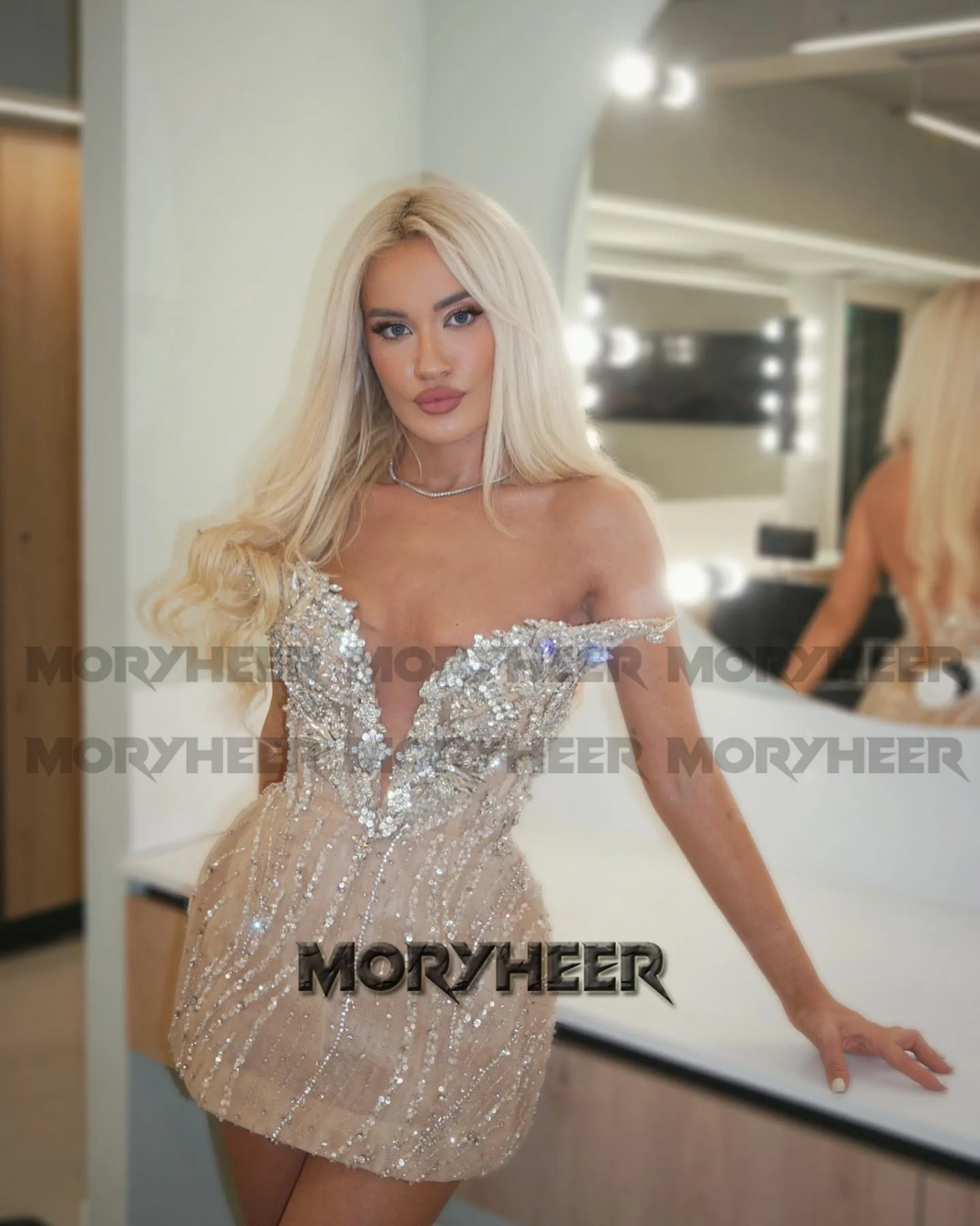 MORYHEER Trendy Above Knee Short Cocktail Dress Backless Sleeveless Rhinestones… - Image 3