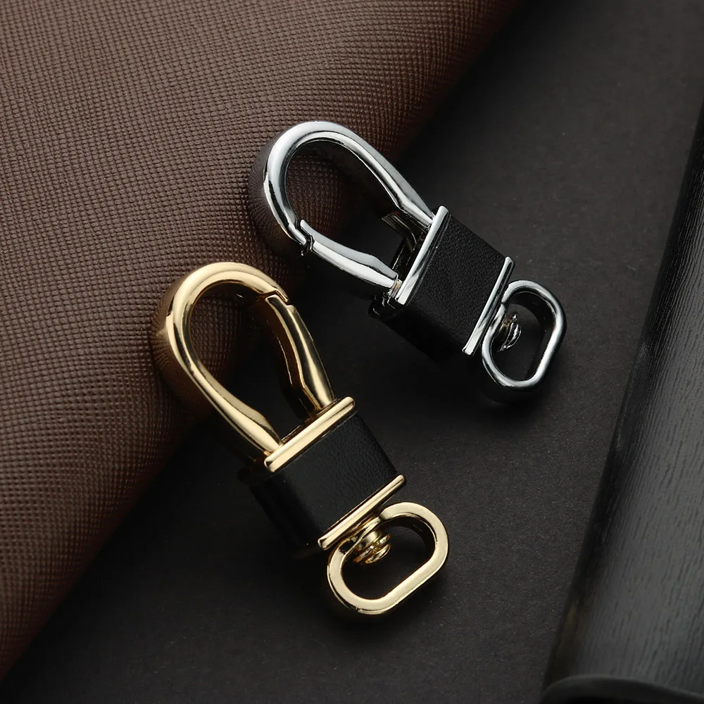 Classic Metal Keychain Individuality Leather Key Chains Holder Spring Buckle DIY Accessories Bag Chain All-match Keyrings K397