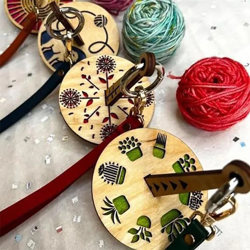 1set Yarn Holder Wooden Spinning Knitting Tools Crochet Accessor Stand Sewing Thread Spool With Wrist Strap Wool Ball Winder Diy