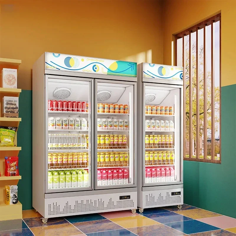 

Beverage Cooler Refrigerator Single-temperature Display Fridge for Juice 5 Shelves