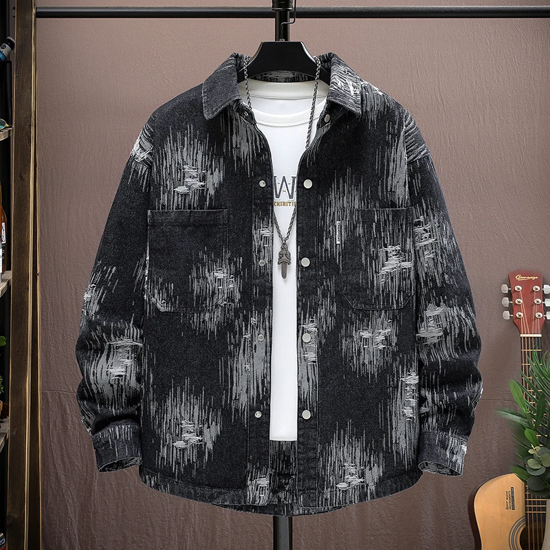 

Retro Denim Jaet Casual Loose Fit Teenage Men's Clothing Breathable Polyester Cotton Blend Spring Autumn Faionable Versatile