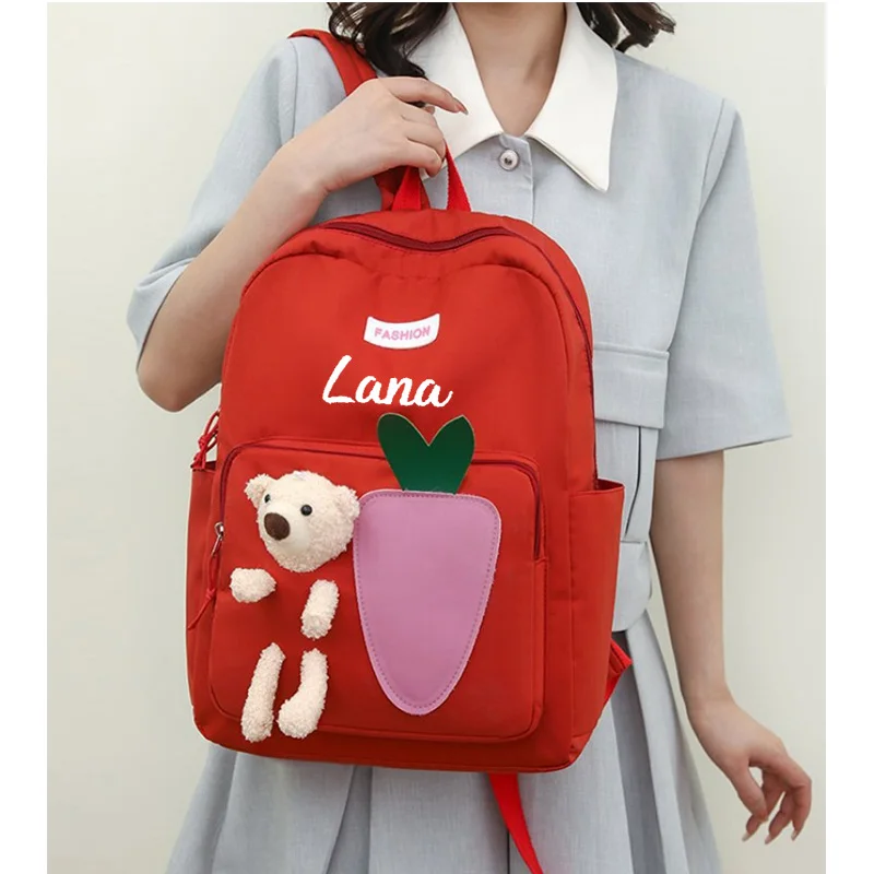 Petit sac à dos de dessin animé personnalisé pour filles, joli petit ours, à la mode, loisirs, école primaire, étudiant, nouveau