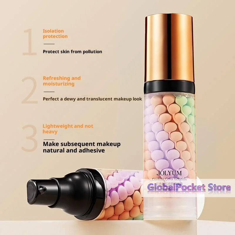 [TG823]One-Step Three Color Spiral Contour Isolation Primer Moisturizing Cream Face Care Corrector Foundation Makeup Cosmetic