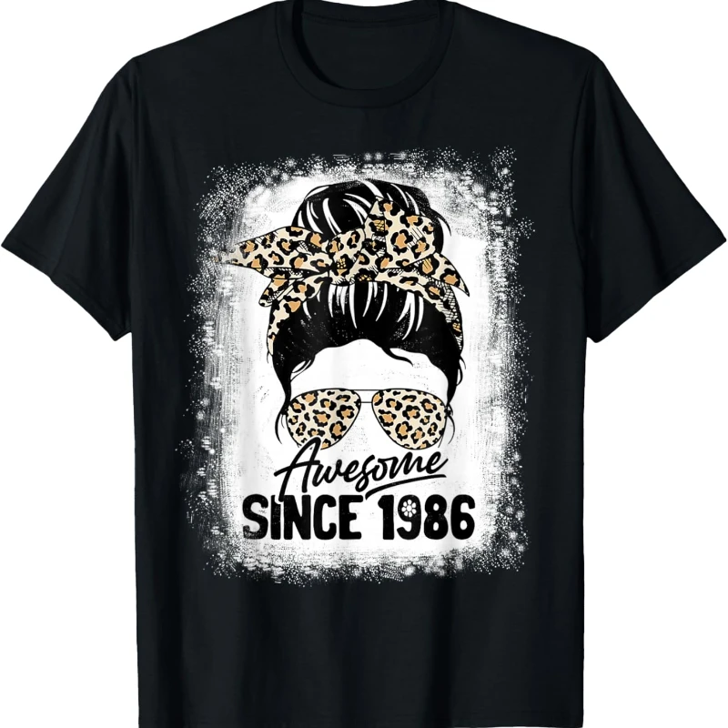 Years Old Awesome Since 1986 Tiger Leopard Print 36th Birthday Unisex T-Shirt High Quality Cotton Hipster Street Fashion Tee