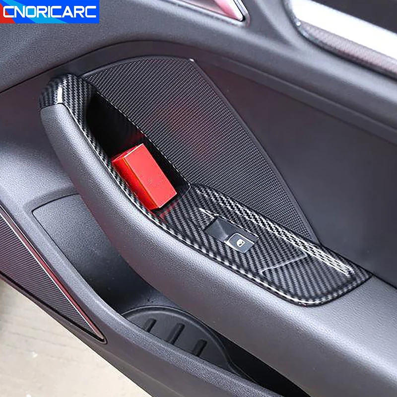 

Ящик для хранения дверей автомобиля, оконное стекло, кнопка подъема, панель, рамка, накладка для Audi A3 8V 2014-2018, наклейки из углеродного волокна с левым рулем и ABS