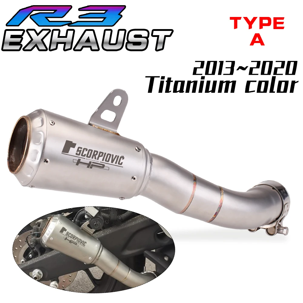 

For Motorcycle Exhaust Muffler YZF-R3 R3 R25 MT-03 MT03 R30 MT-25 Middle Pipe Slip on
