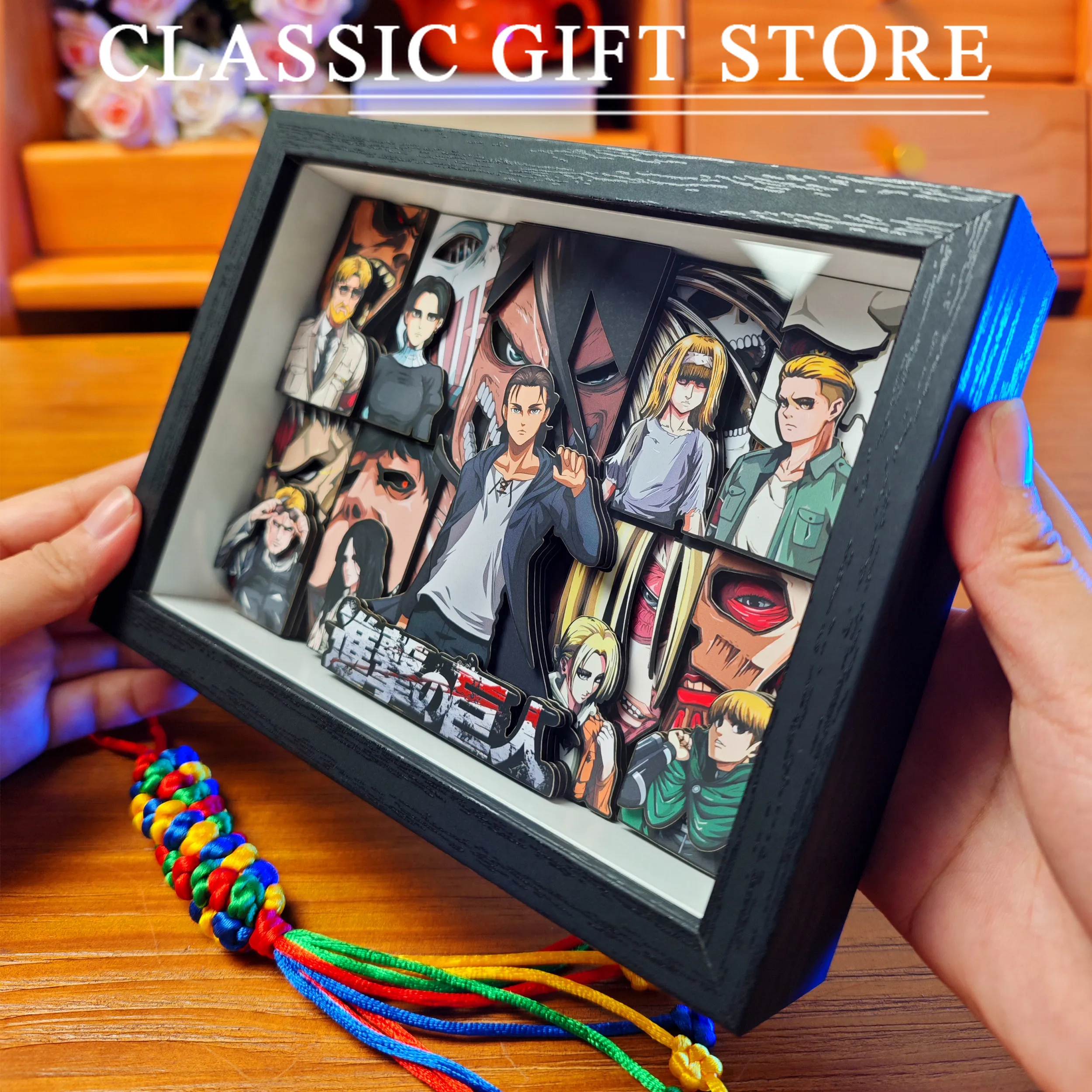 

Classic Anime Attack on Titan 3D Decorative Painting Cartoon Figure Handmade Decorative Picture Frame Anime Desktop Decoration