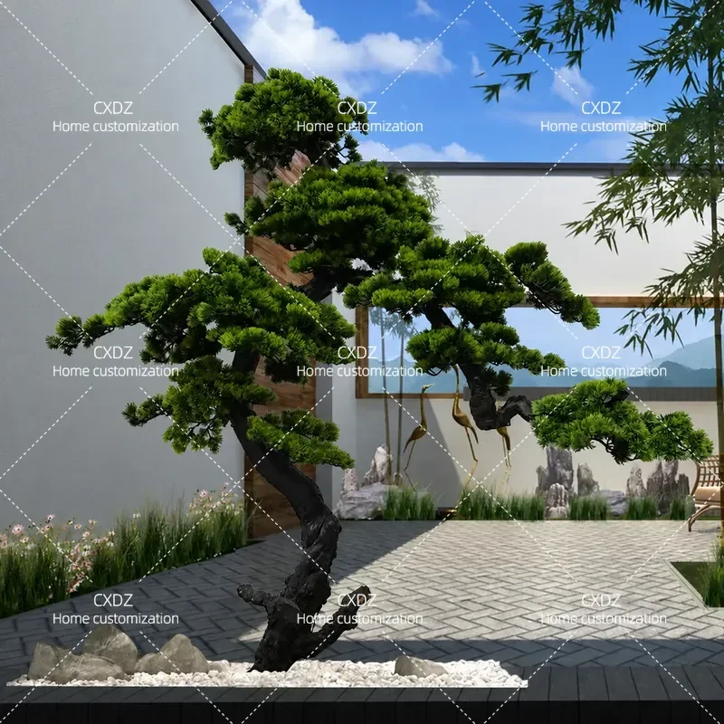 Simulation Pine Tree Artificial Luo Han Song Bonsai New Chinese Style Zen Ornament for Porch Hotel Landscaping Home
