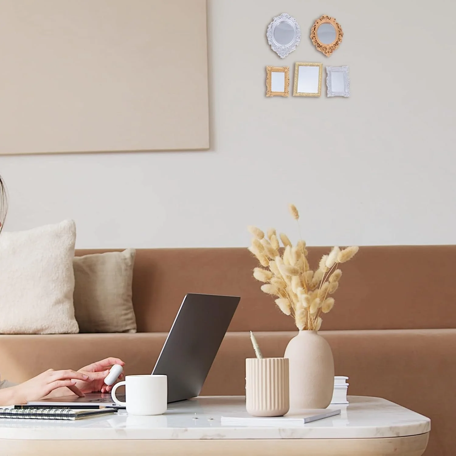 5Pcs Mini Decorative Mirror Small Wall Mirror Adornment Mini House Accessories Vintage Mirrors Miniature Handmade Mirrors, 2. 83