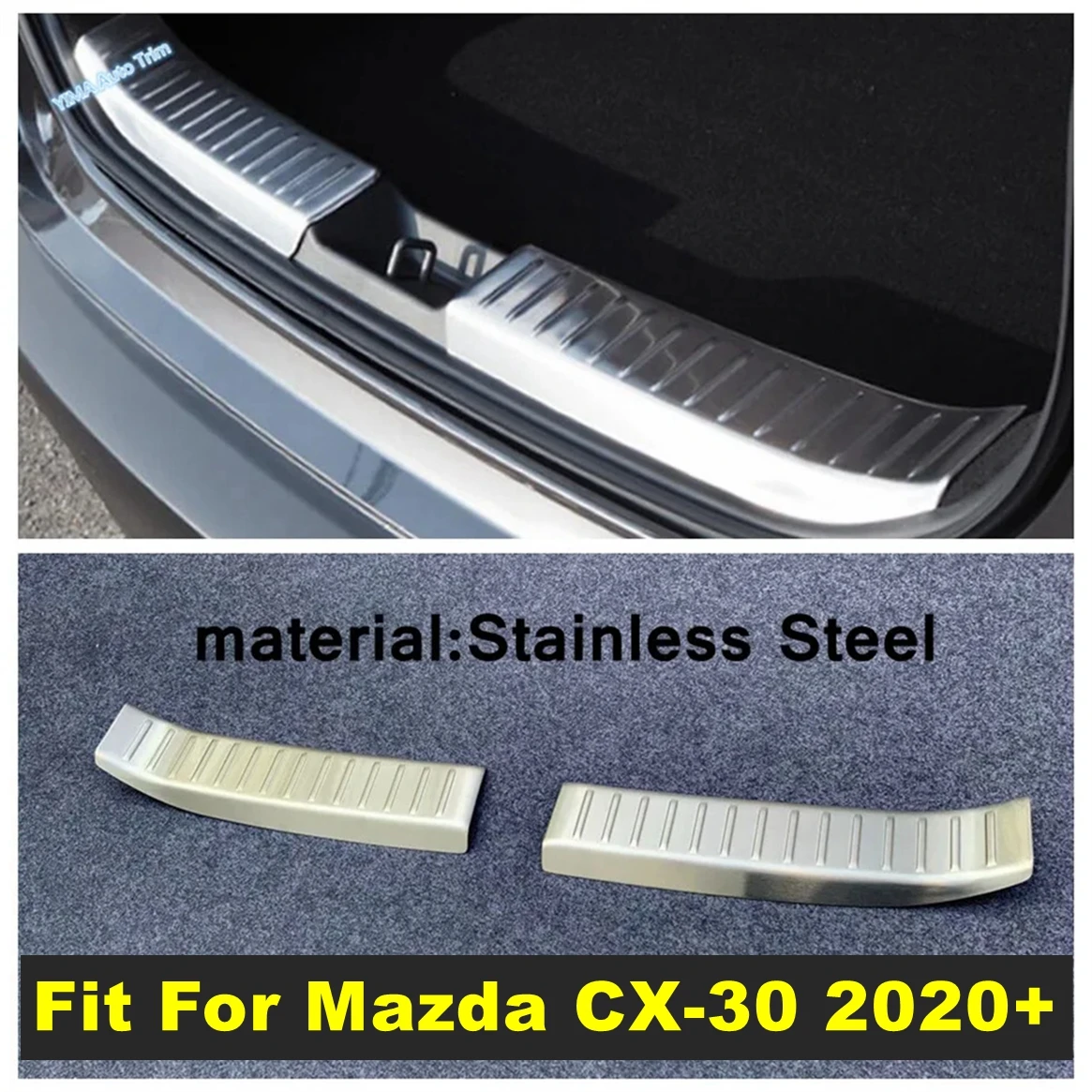 

Fit For Mazda CX-30 2020 - 2024 Trunk Guard Auto Rear Bumper Inner Door Sill Protector Plate Cover Trim Interior Accessories