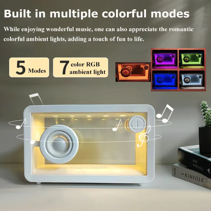Altavoz Retro De cristal orgánico transparente, portátil, con sonido envolvente De 360 grados, inalámbrico, Bluetooth, Caixa De Som, RGB