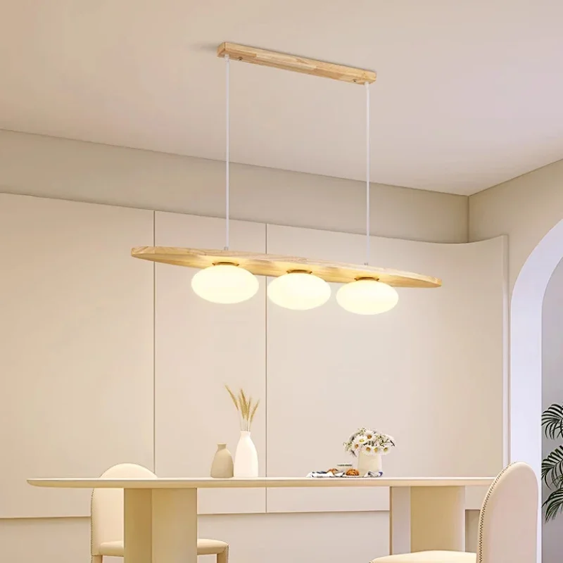 Nordic solid wood chandelier for dining room Kitchen Island rest area Cafe bar counter simple Art glass pendant light home decor