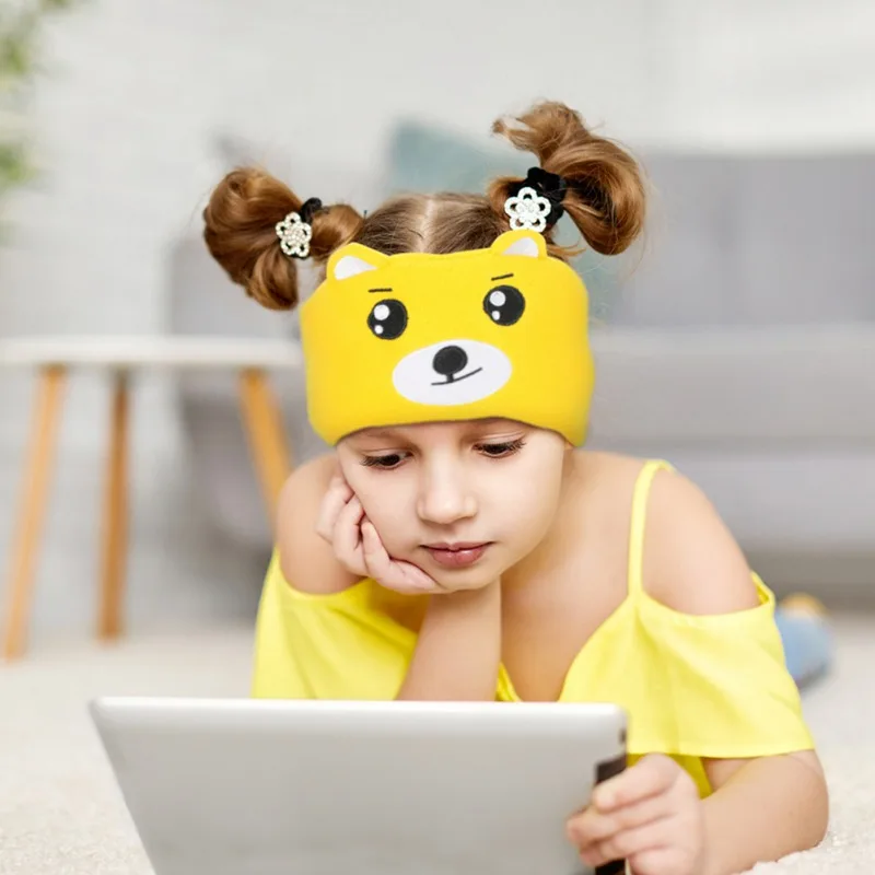 Soft Kids Animal Headband Wireless Bluetooth-compatible Headphones with Mic Activate SIRI Hi-Fi Stereo Bass Music Sleep Eye Mask