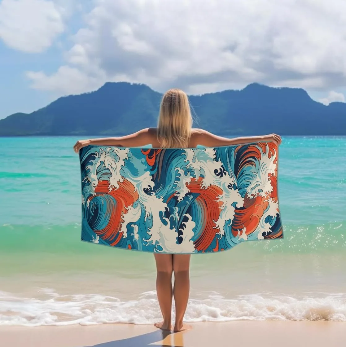 Ocean waves arts pattern Beach Towel for Family stuffs friends Gifts Quick-Dry For Bath Yoga Tourism Beach GYM Camping Swimming