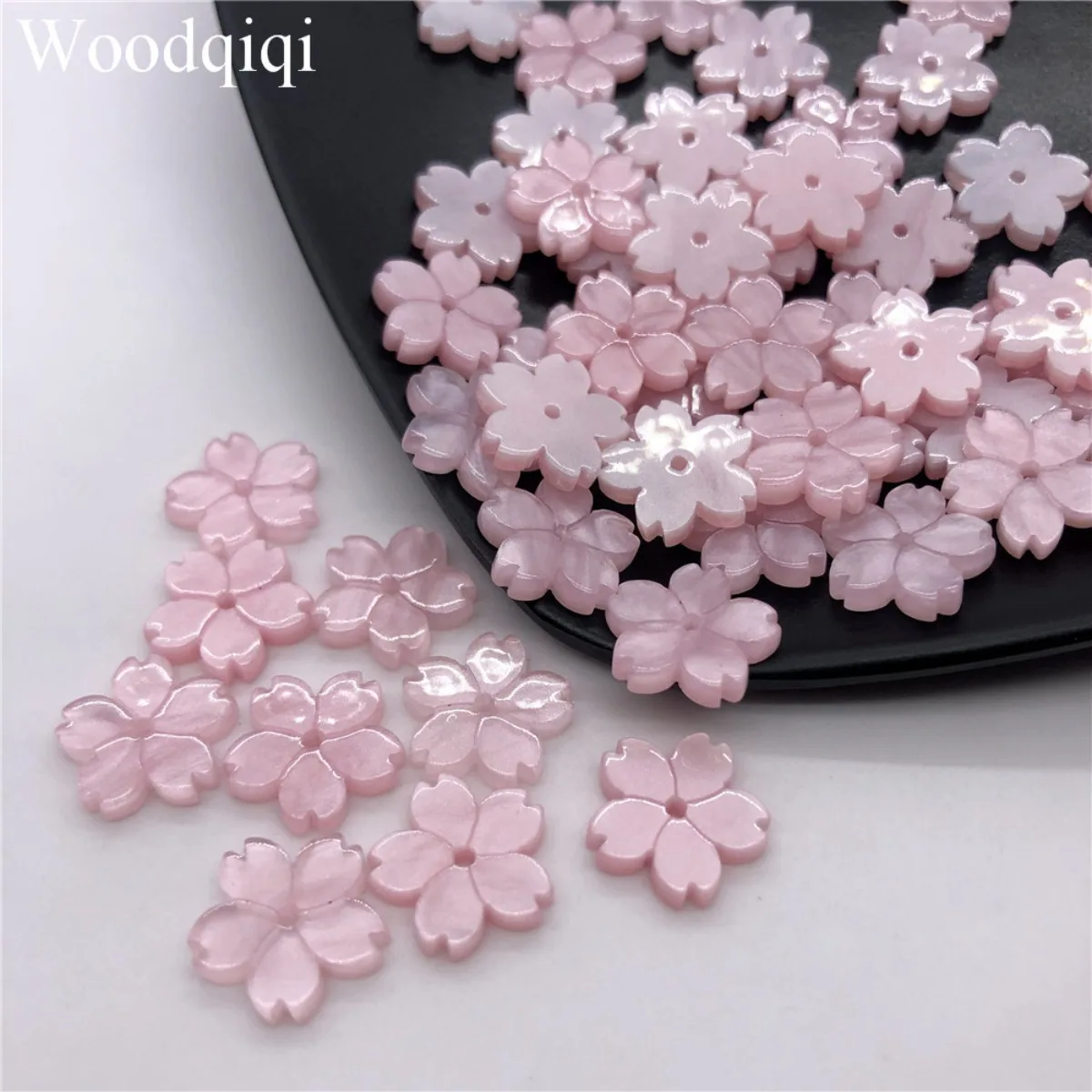 ZW30 30Pcs/12MM Pack Plum Sakura Flower Colorful Loose Beads for DIY Jewelry Making Handmade Material Hair Accessories Pendant