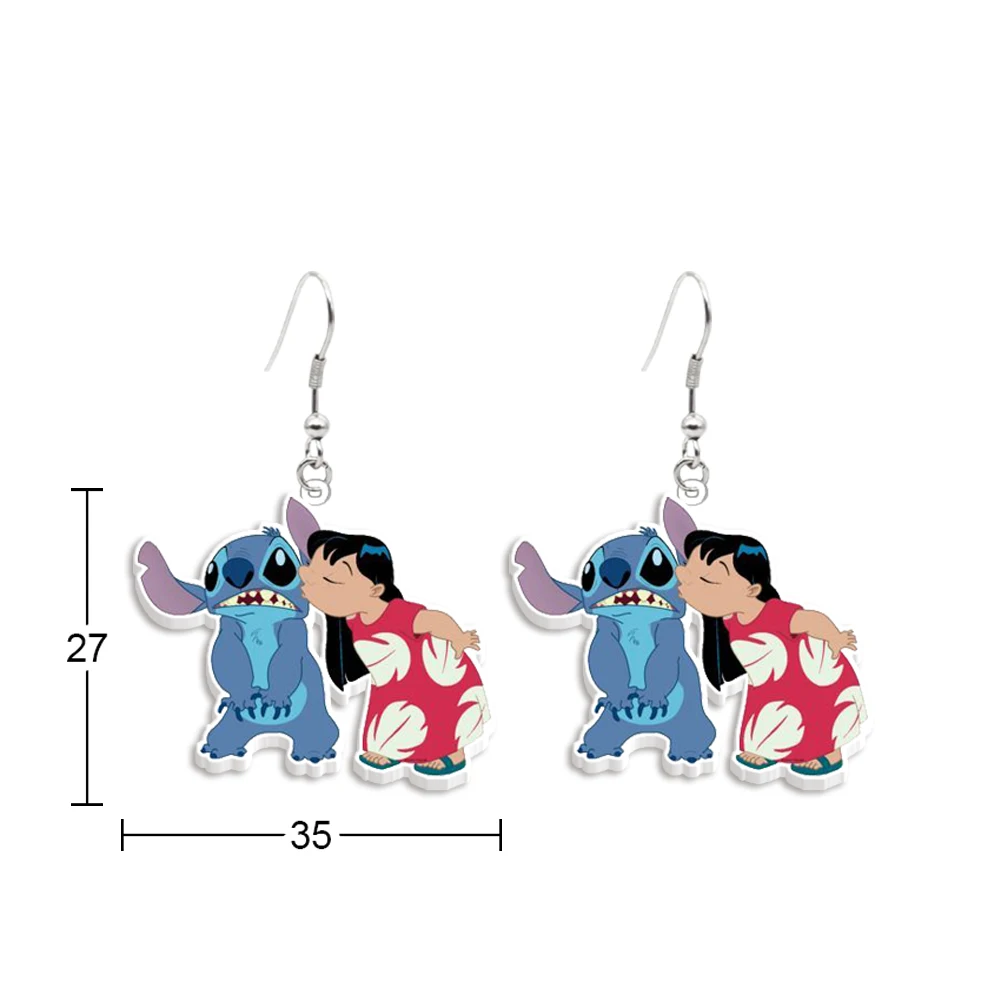 Disney Stitch Lilo Cute Design Earring Hook Kawaii Earrings Women Girl Jewelry Accessories Kids Birthday Party Gift