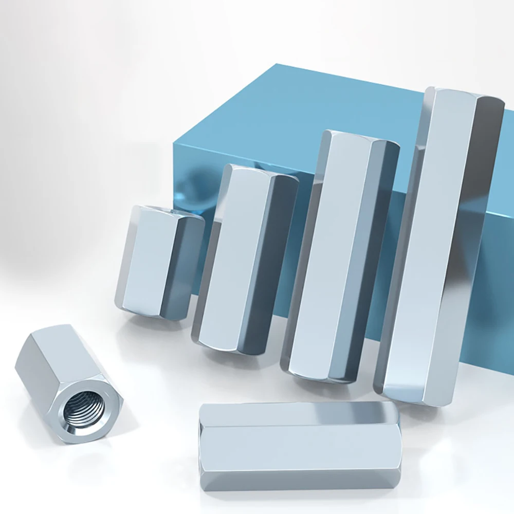 

M6 M8 M10 M12 M14 M16 M18 M20 Rod Coupling Hex Nut steel Galvanized Long Hex Nut Connection Thread Nut