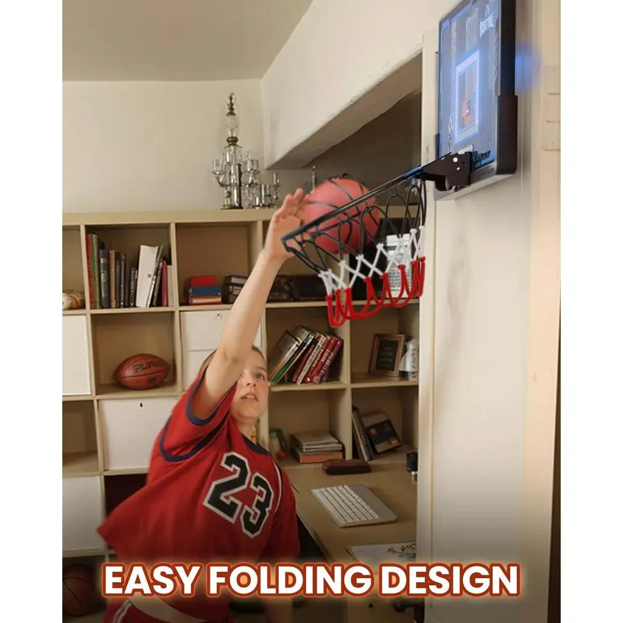 لعبة كرة السلة للأطفال برو كرة السلة هوب فوق الباب، 2026 طوق مطور جديد مع لوحة خلفية مضادة للتأثير، لوحة النتائج 4