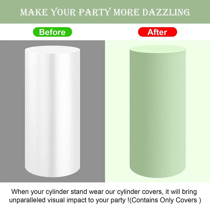 1-5 Stück Zylinder-Ständerbezüge aus Spandex für Party-, Hochzeits- oder Babyparty-Dekoration (Nur Stoffbezüge) – Detail 7