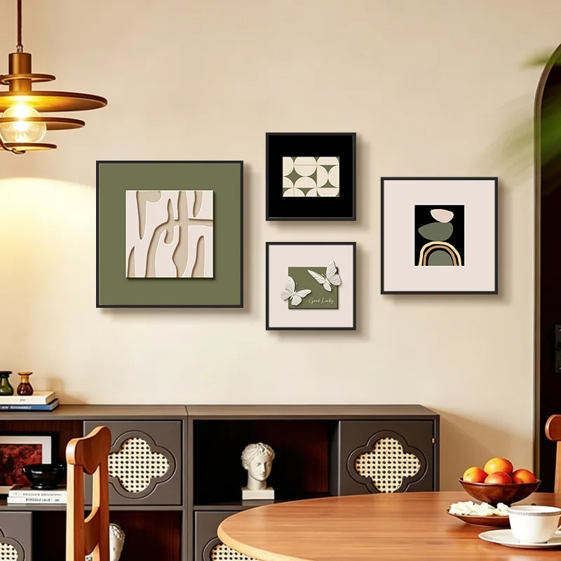 French retro living room sofa background wall decorative painting antique abstract art combination hanging painting high-end