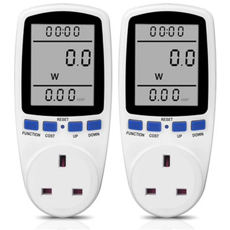 

3X AC Digital LCD Power Meter Power Meter Power Kwh Electric Energy Meter Measuring Socket Power Analyzer UK Plug