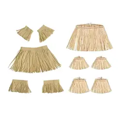 5 Pieces Reusable Grass Skirt, Adjustable Elastic Costume Skirt, Holiday Party
