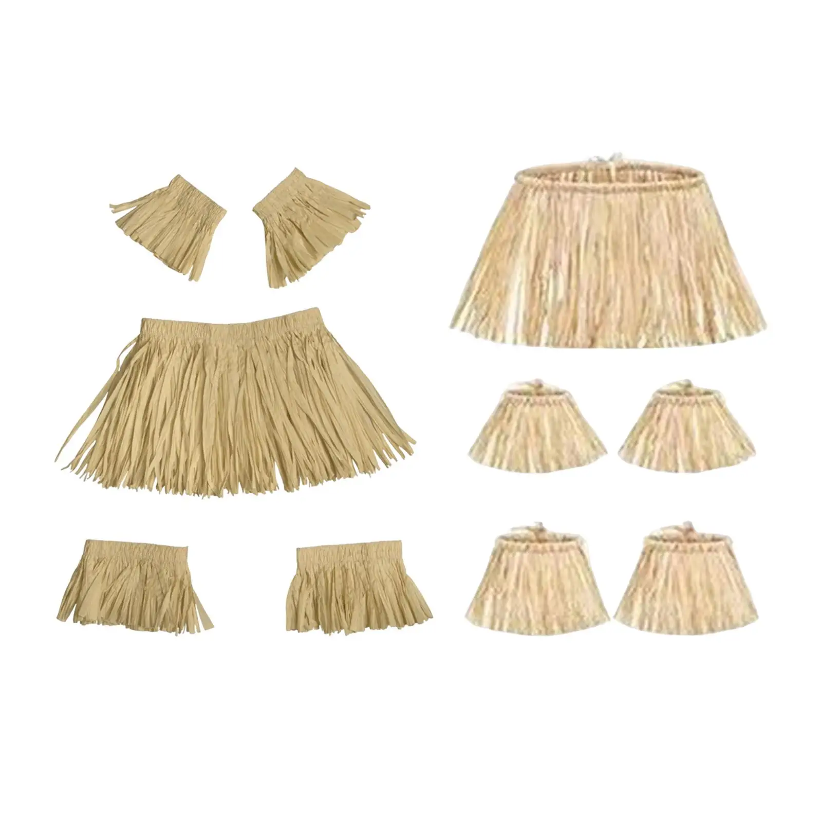 5 Pieces Reusable Grass Skirt, Adjustable Elastic Costume Skirt, Holiday Party