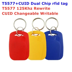 13,56 Mhz CUID cambiable 0 bloque grabable y 125Khz T5577 reescritura compuesto etiquetas clave Keyfob Dual Chip rfid NFC tarjeta