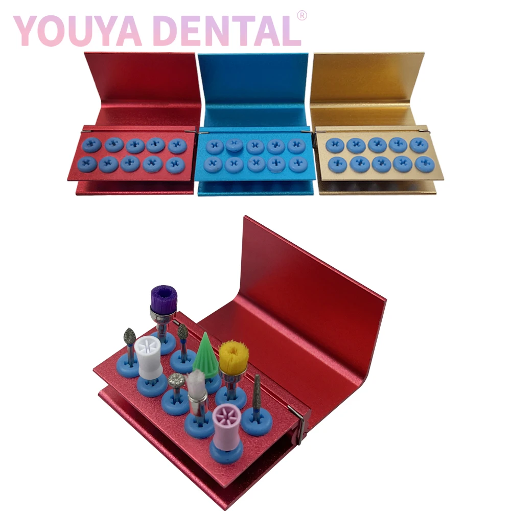 10Holes Dental Burs Holder Block Case with Silicone Dental Autoclavable Burs Holder for CA/RA＆FG Dental Autoclavable Burs Holder