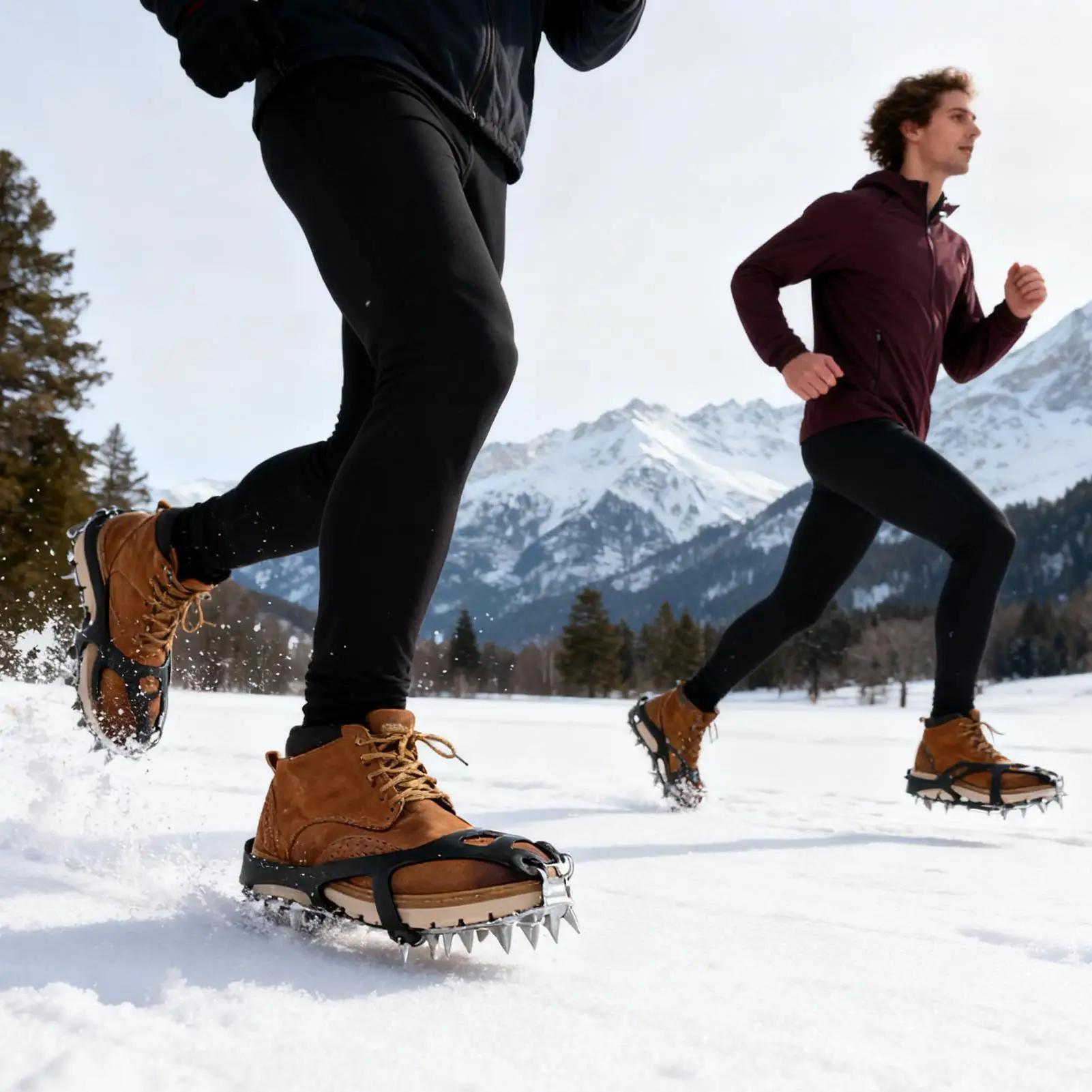 مرابط الثلج من الفولاذ المقاوم للصدأ العالمي المضاد للانزلاق الأشرطة أحذية الجليد القابضون للرجال الشتاء في الهواء الطلق المشي لمسافات طويلة المشي تسلق