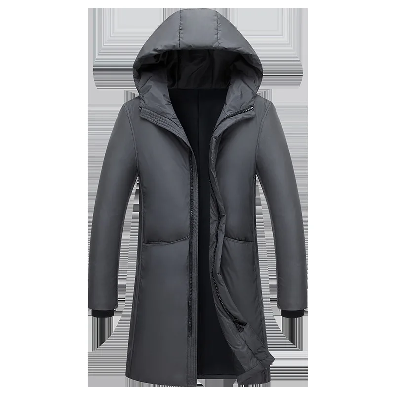Chaqueta larga y cálida para hombre, Parkas gruesas con capucha, Invierno