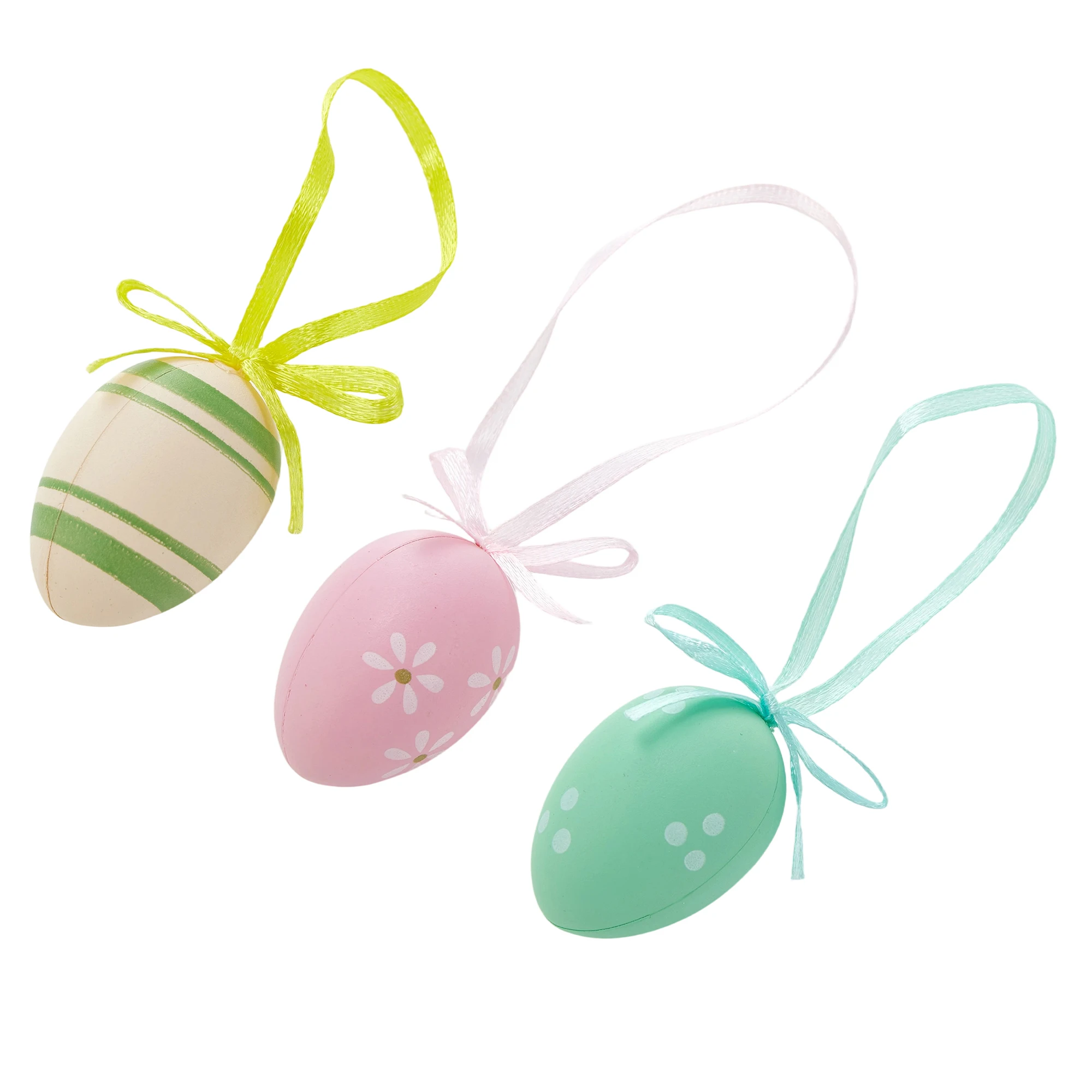 12Pcs Easter Eggs Hanging Ornaments Colored Plastic Eggs Decorations for Home Holiday Party Supplies