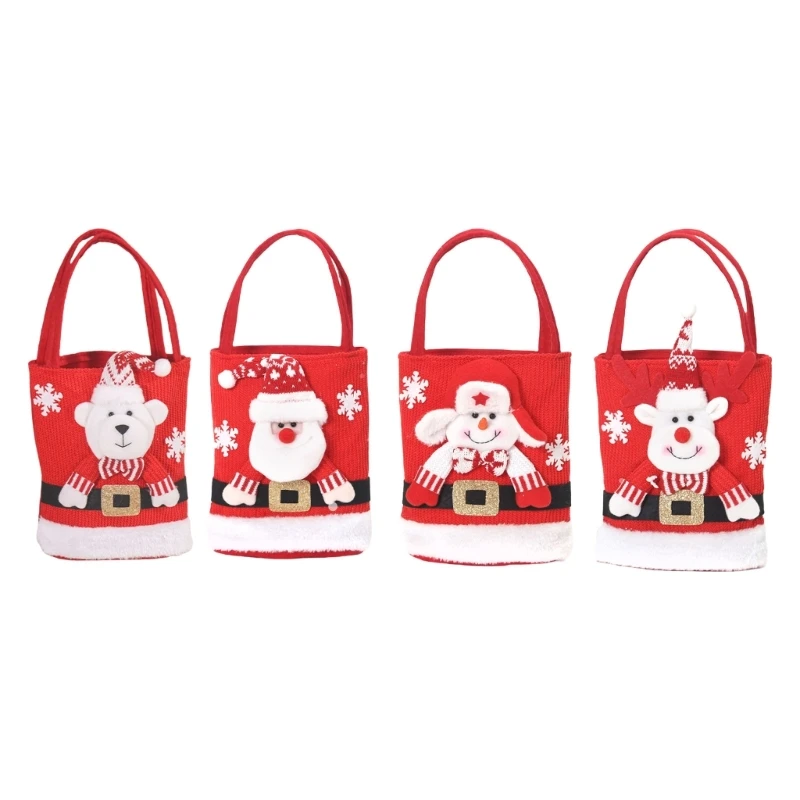 Felt Christmas Gift Bags Santa And Snowman Storage Bag For Holiday Treats Snowman Candy Pouches for Children