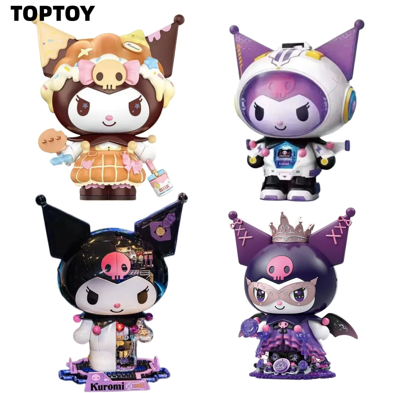 

TOPTOY Sanrio Kuromi Loco Purple Rose Готический замок, механический конструктор, большая фигурка, модная игрушка, декор для рабочего стола, подарок