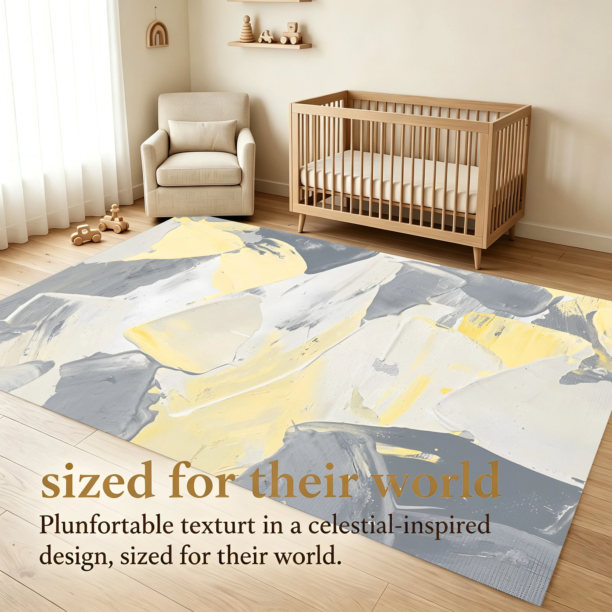 2D Large Carpet Gray Yellow Color Block Abstract Brushstroke Modern Minimalist for Living Room Bedroom