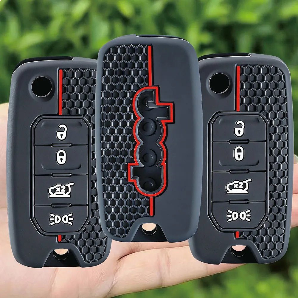 Silicone Car Remote Key Case Fob Cover for Jeep Cherokee Compass Renegade Grand Commander Dodge Journey Charger