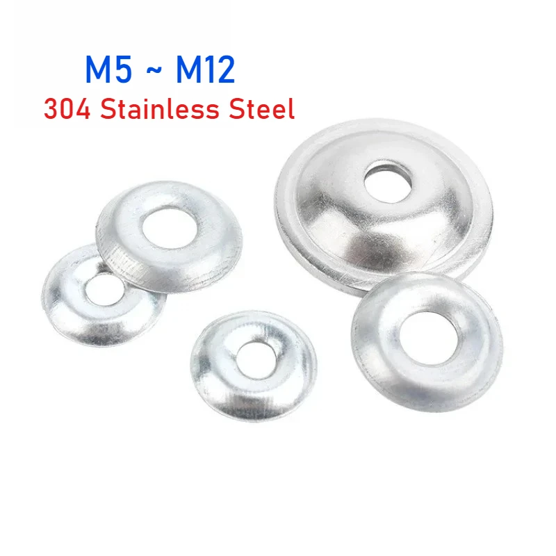 1/2/5pcs M5 M6 M8 M10 M12 304 Stainless Steel Gasket Concave Convex Bowl Washer Fish Eye Washers Bowl Shaped Straw Hat Gasket
