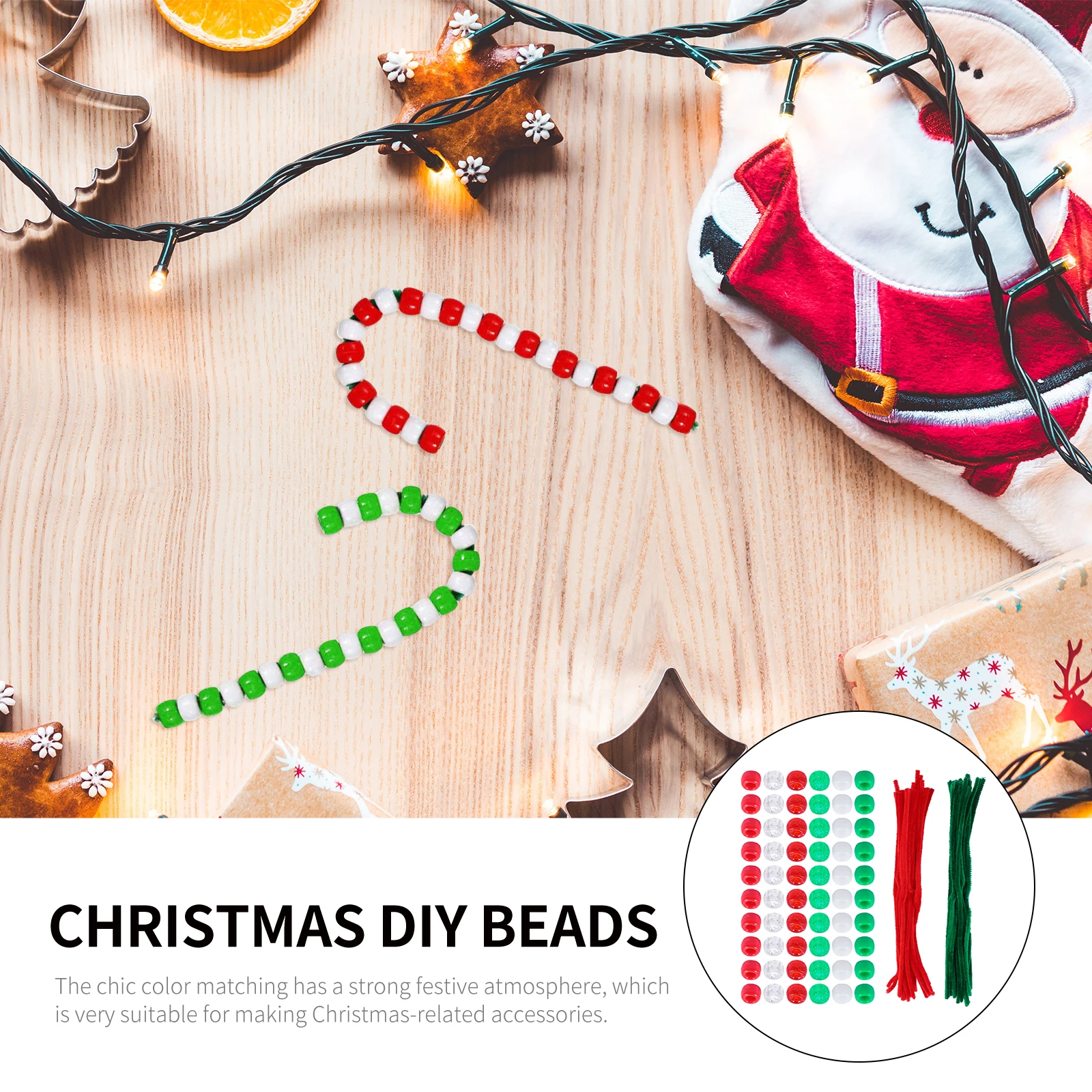 

1250Pcs Durable Plastic Christmas Beads for DIY Bracelets and Accessories Multicolor Twisted Rods Beaded Materials