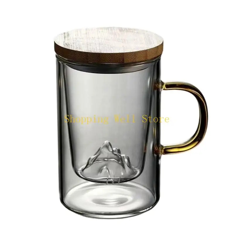 KX4B High Borosilicate Glass Tea Cup With Bamboos Lid And Strainer For Hot Cold Drink Heat Resistant Drinking Mug