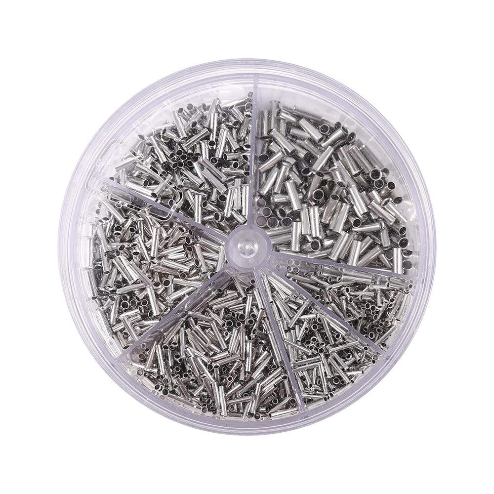 1900 Pieces Bare Non Insulated Butt Connector Cable Wire Crimp Terminals Electrical Splice DIY Assortment Kit with Storage Case