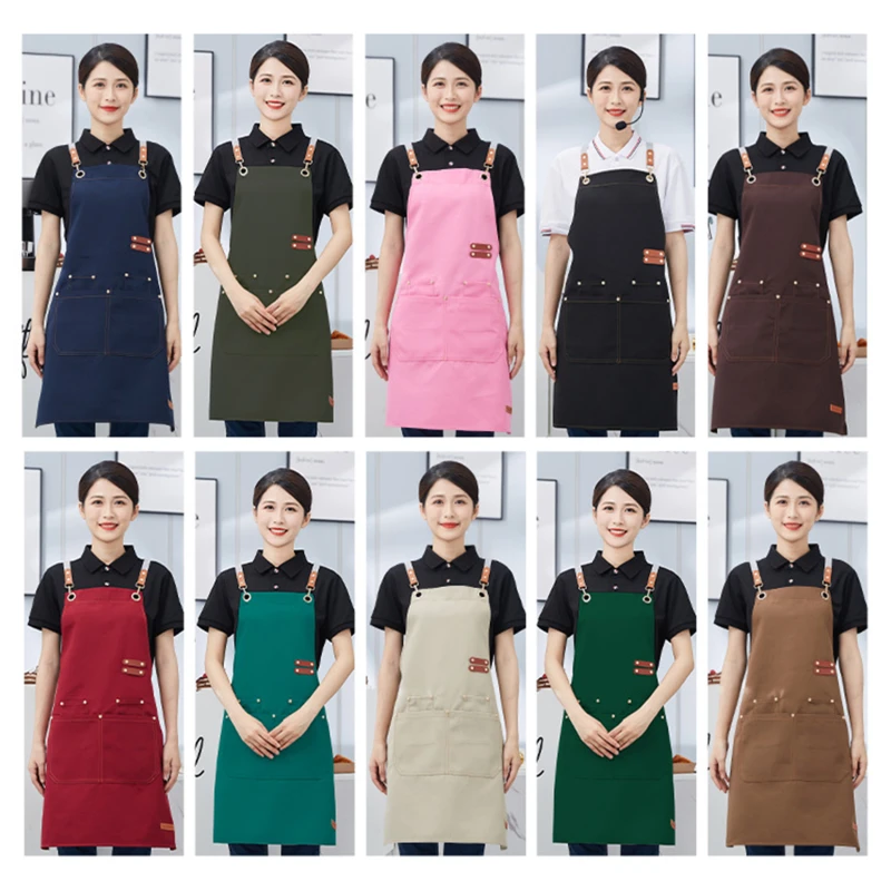 Professional Kitchen Apron Waterproof/Stain Resistant Multifunctional High Quality Canvas Catering Waiter Apron