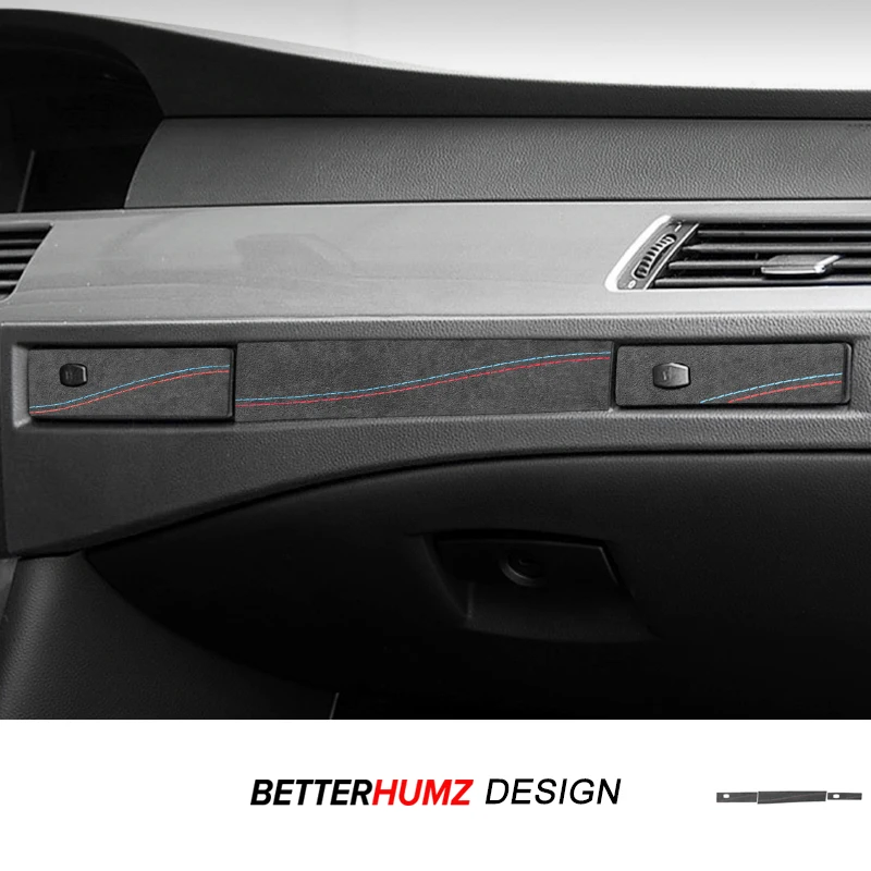 لسيارات BMW E60 E61 Series 5 مصنوعة من ألياف الكانتارا/ألياف الكربون الجلدية حامل الكأس لوحة الكسوة ملصق اكسسوارات السيارات الداخلية #1