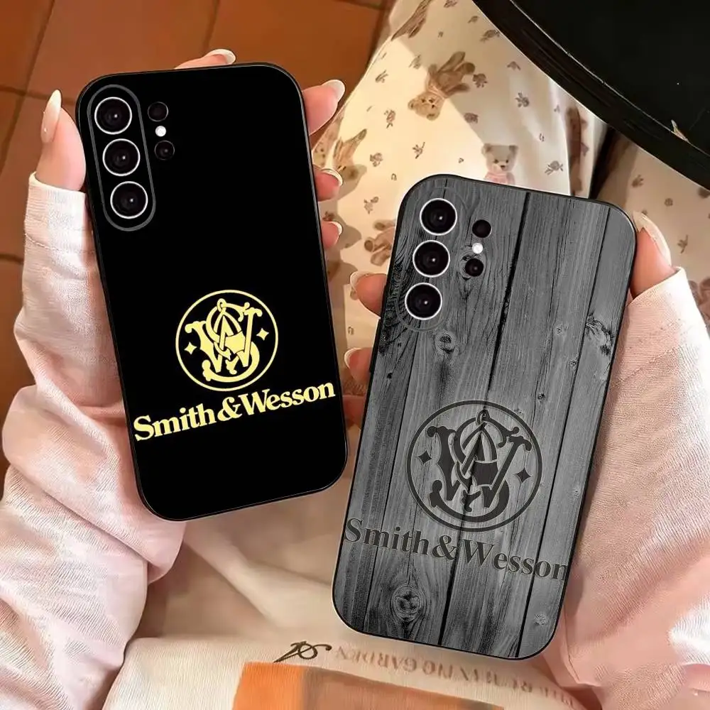 Gun Smith & Wesson Brand Phone Case For Samsung S25,S24,S21,S22,S23,S30,Ultra,S20,Plus,Fe,Lite,Note,10,Black Cover