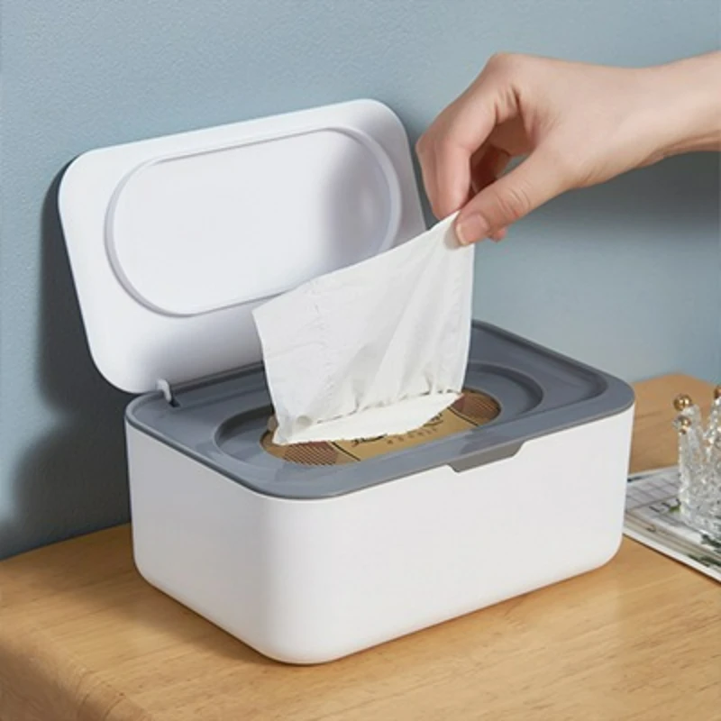 Nordic-style Minimalist Desktop Wet Wipe Box with Lid, Large Opening, High-quality Contrasting Color, Home Tissue Box