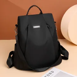 Women's Multifunction Anti Theft Backpack Casual Nylon Solid School Bag for Girls Fashion Detachable Strap Travel Shoulder Bag