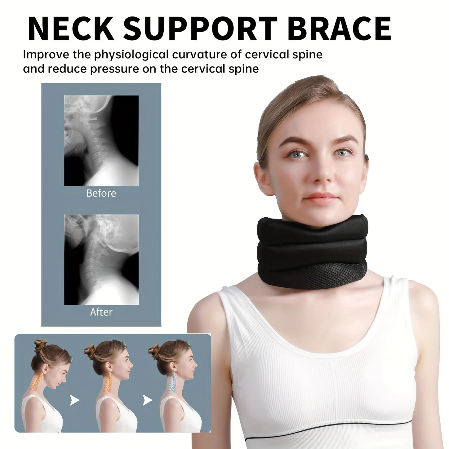 Cervicorrect Neck Brace by Healthy Lab Co, Ergonomic Cervical Brace Stop Snoring, Neck Pain Relief and Support, Relieves Pressur