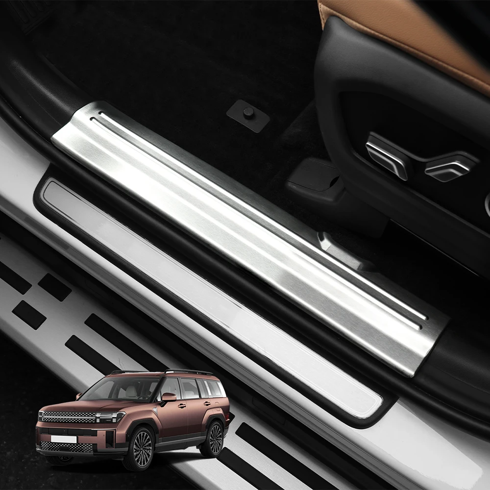 For Hyundai Santa Fe MX5 2024 2025 Stainless Steel Inner Door Sill Scuff Plate Cover Trim Welcome Pedal Threshold