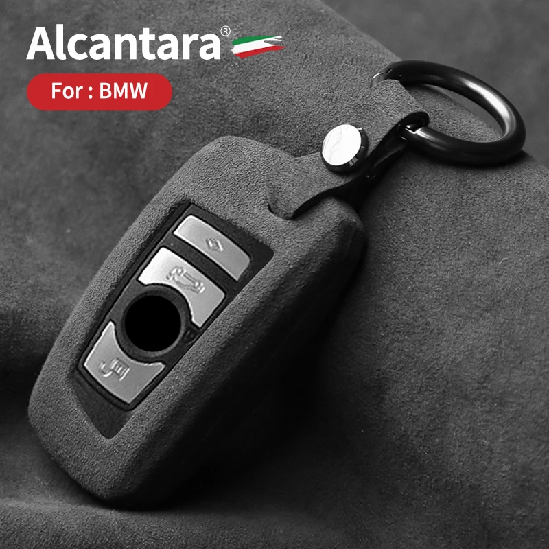 

Alcantara Car Key Case Cover For BMW X1 X3 X5 X6 1 2 3 5 7 Series F15 F16 F20 F22 F30 F32 G30 Keychain Accessories