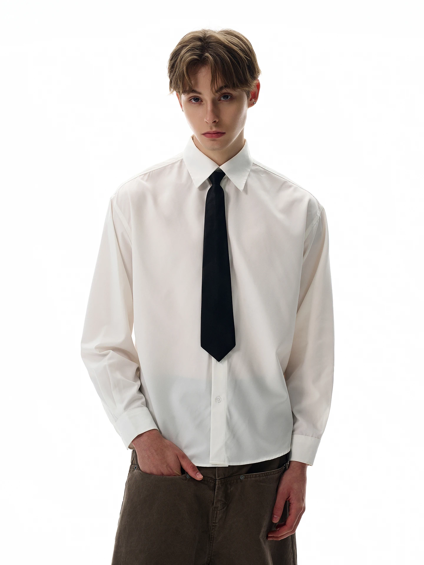 

Американский повседневный белый длинный свободный топ-базовый слой для молодежи, уличный стиль, дышащая полиэстеровая ткань