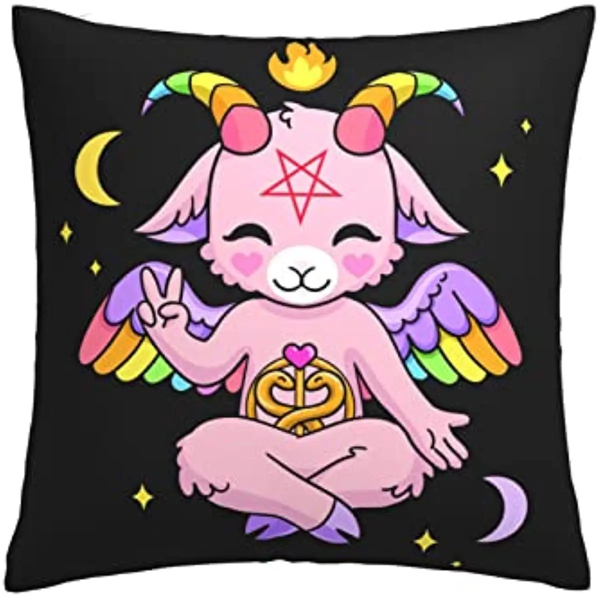 Cute Pink Baphomet Throw Pillow Cover Square Pillowcase Pillowcase Cushion Covers Creative Home Decoration Cover Pillow Cases